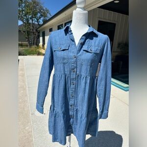 Denim Chambray Women's Babydoll Dress Size S Fall